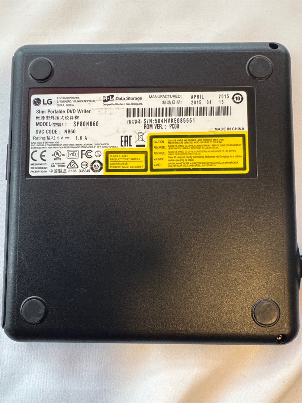 LG Slim Portable DVD Writer SVC code NB60